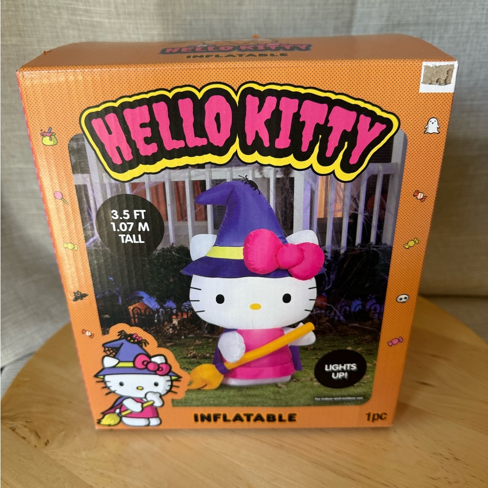 NWT Halloween Airblown Inflatable Hello Kitty Witch, 3.5 ft